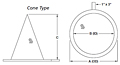 Dimensional Drawing for Model 92 Cone Type Temporary Strainers